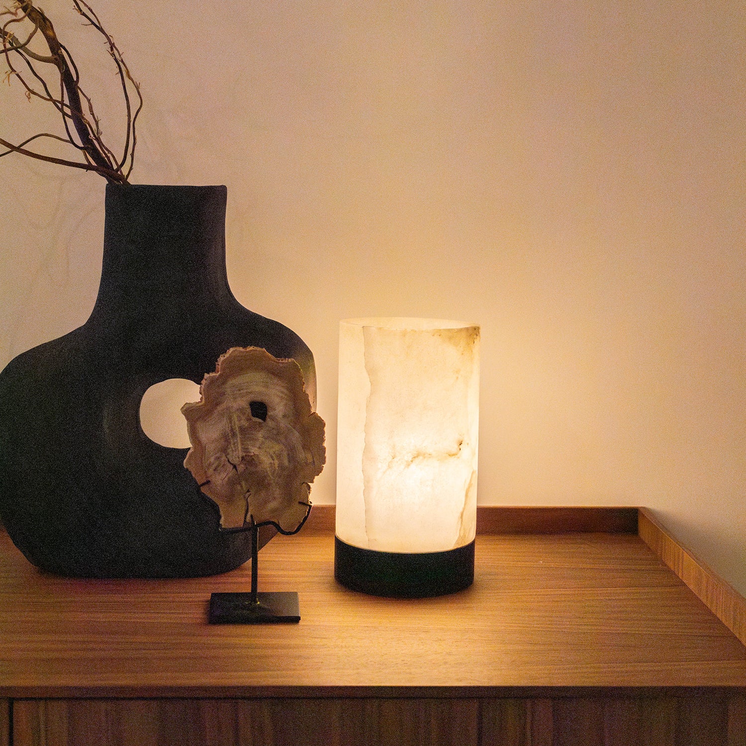 Table lamp - LIG94080 - Soft white Alabaster - Kizo Medium