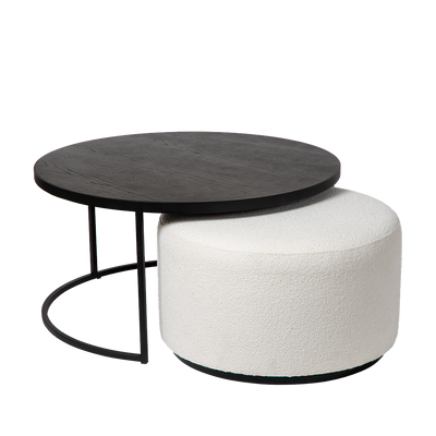 Coffee table Emir black + pouf Ritz Alpine ivory