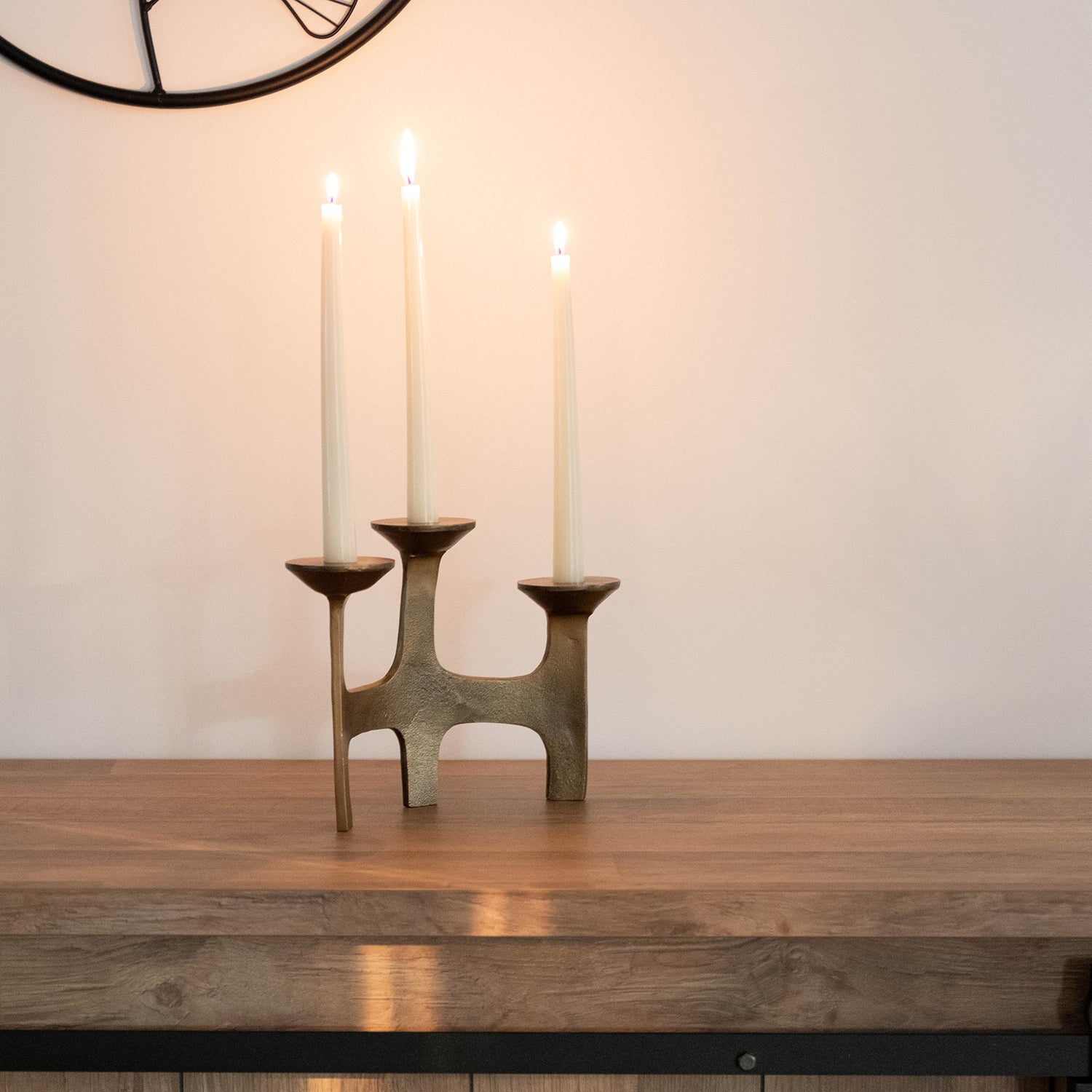 Candle holder Amour S/3 | antique brass