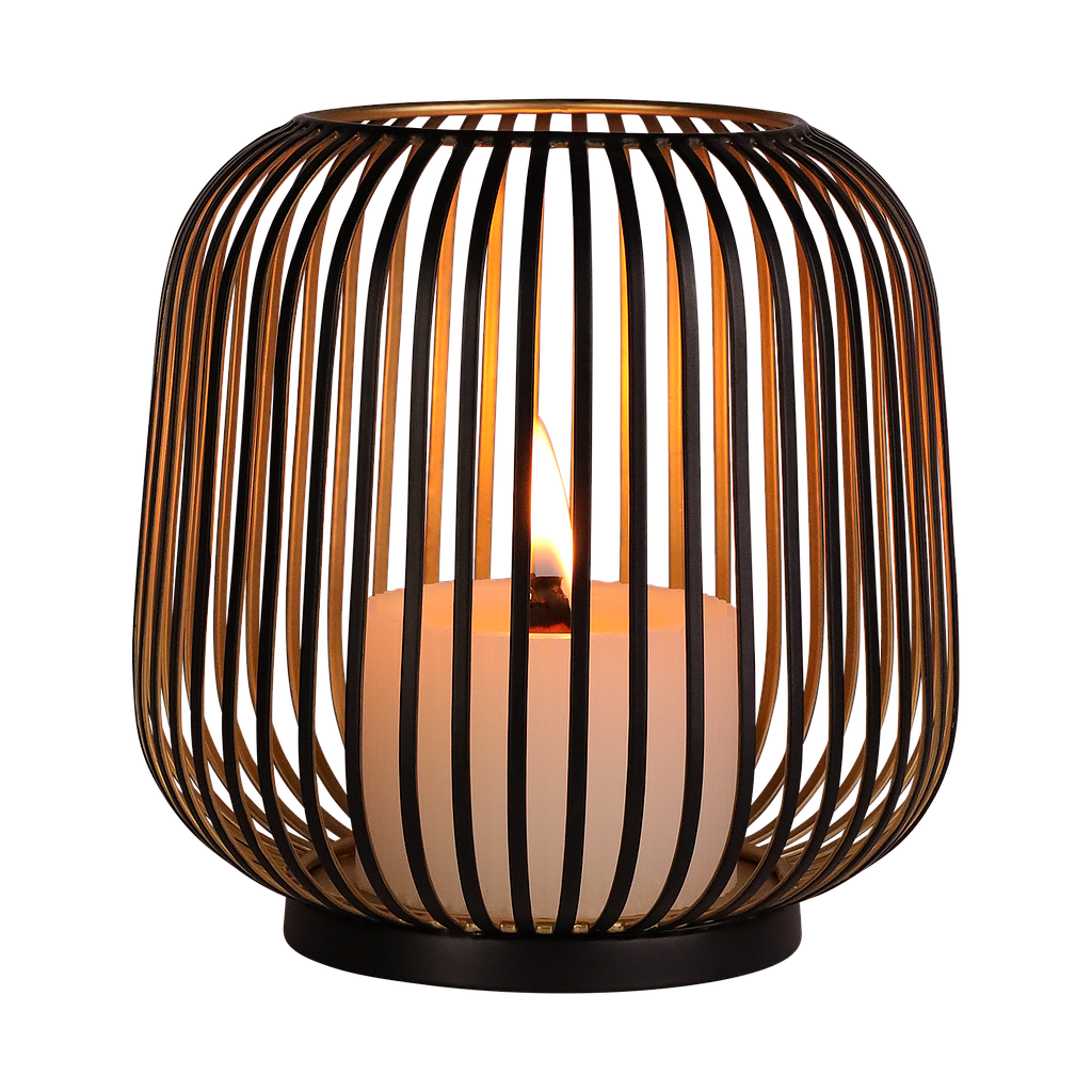 Candle holder Dante M | black-gold