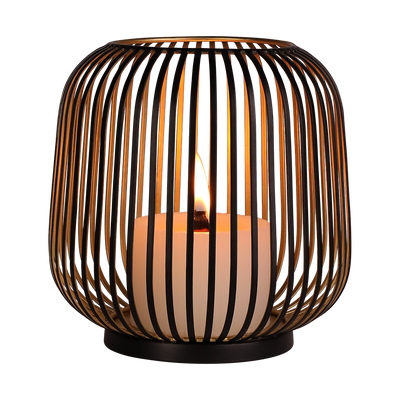Candle holder Dante M | black-gold