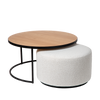Salontafel Emir naturel + poef Ritz Alpine ivory