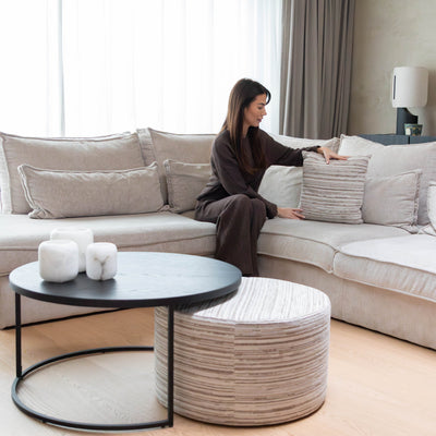 Table basse Emir noir + pouf Alice Cosmos