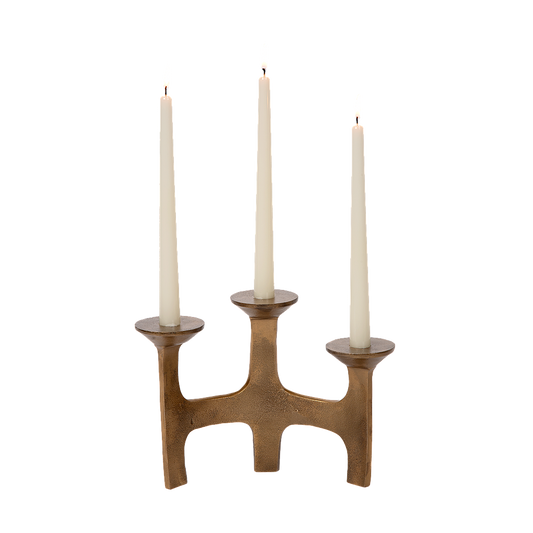 Candle holder Amour S/3 | antique brass