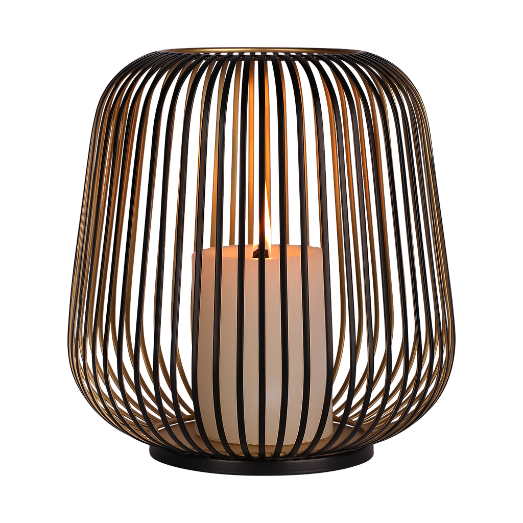 Candle holder Dante L | black-gold