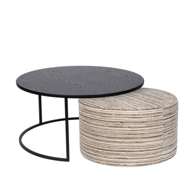 Coffee table Emir black+ pouf Alice Cosmos