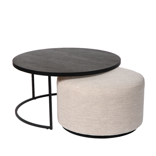 Coffee table Emir black + pouf Ritz Alpine champagne