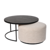 Salontafel Emir zwart + Poef Ritz Alpine champagne