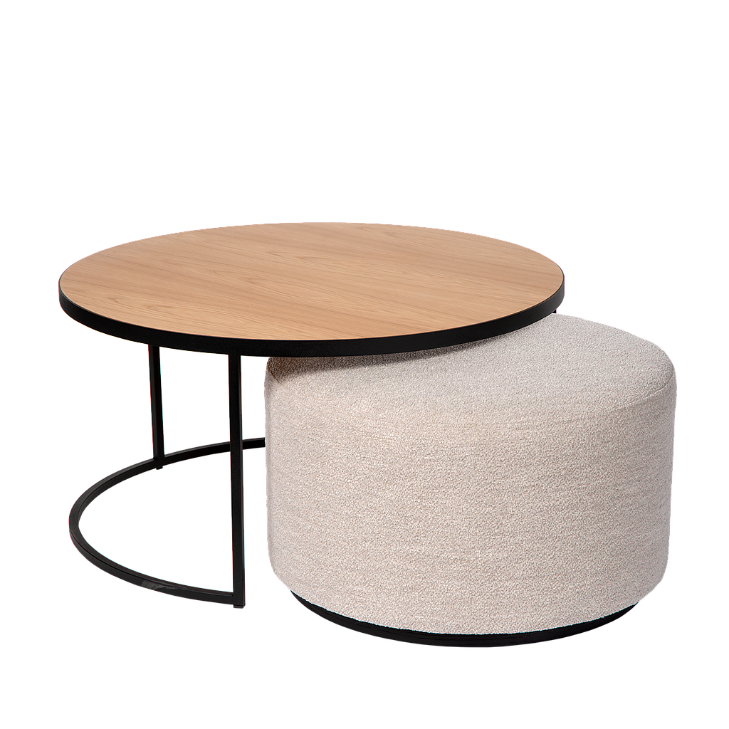 Coffee table Emir natural + pouf Ritz Alpine champagne