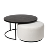 Salontafel Emir zwart + Poef Ritz Alpine ivory