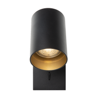 Wandlamp Nuo | zwart-goud binnenin