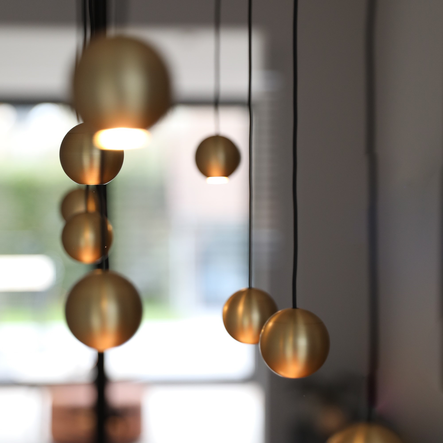 Hanglamp Balls 9 | goud | rechthoek