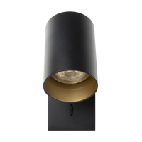 Wandlamp Nuo | zwart-goud binnenin