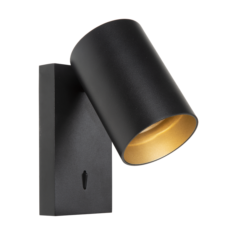 Wandlamp Nuo | zwart-goud binnenin