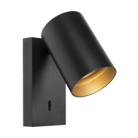 Wandlamp Nuo | zwart-goud binnenin